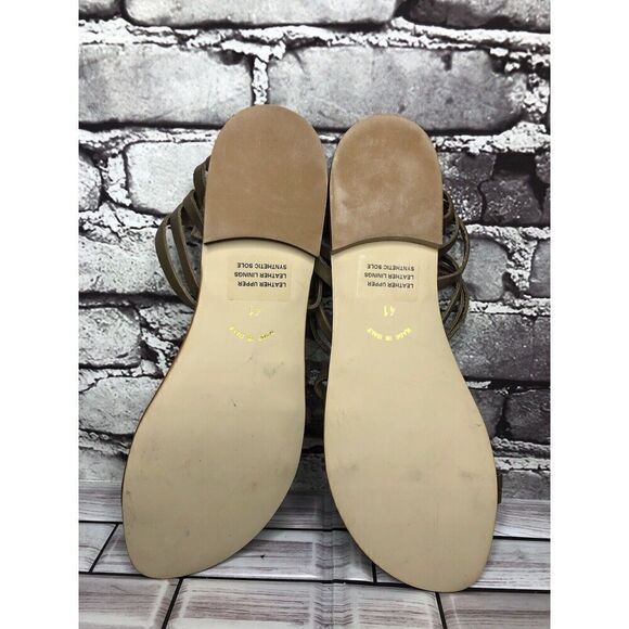 Sundance Olive Leather Open Strap Back Zip Flats Sandals Women Sz 41EU/10.5M US - Picture 15 of 16